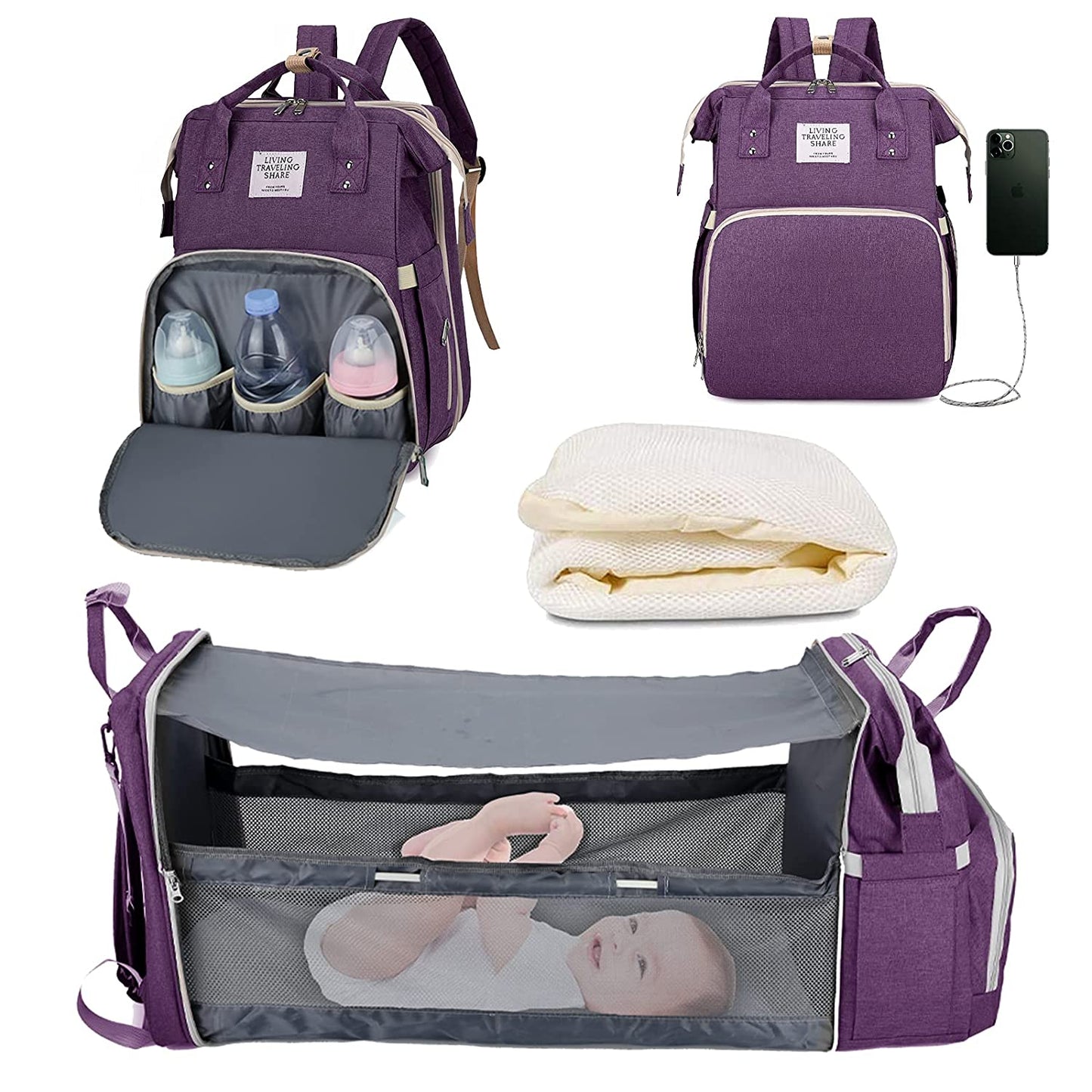 2-in-1 Diaper Backpack with Changing Station