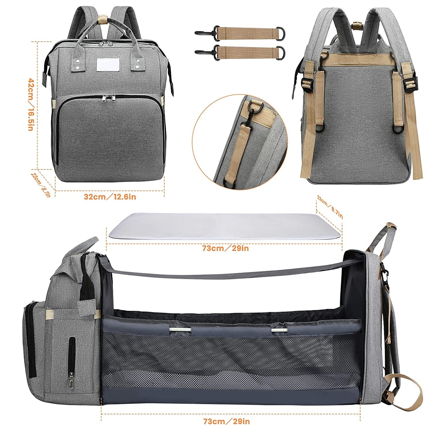 2-in-1 Diaper Backpack with Changing Station