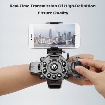 Compact X-Layout Drone with Wrist-Mounted Controller