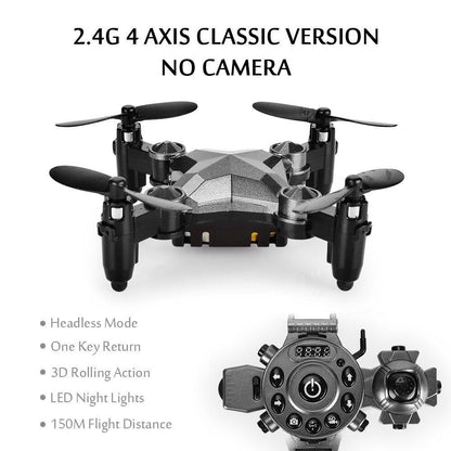 Compact X-Layout Drone with Wrist-Mounted Controller