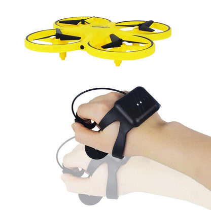 Compact Yellow Quadcopter Drone with Gesture Controller