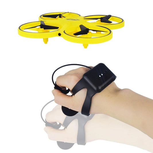 Compact Yellow Quadcopter Drone with Gesture Controller