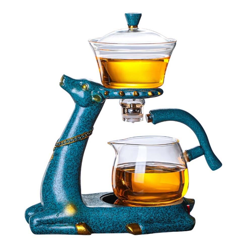 Elevated Tea Serving Set with Glass Teapot and Pitcher