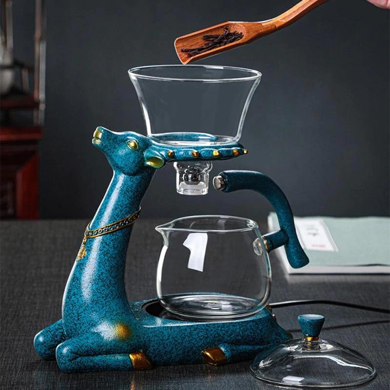 Elevated Tea Serving Set with Glass Teapot and Pitcher