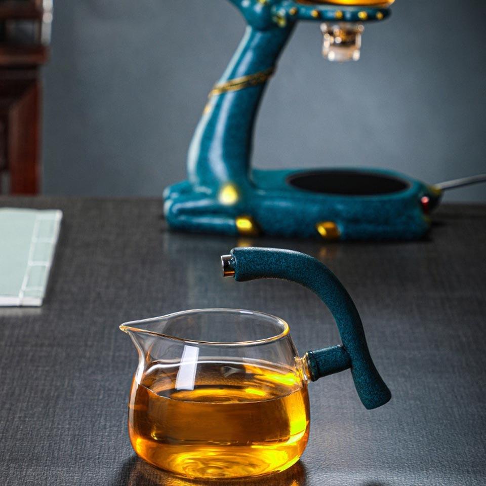 Elevated Tea Serving Set with Glass Teapot and Pitcher