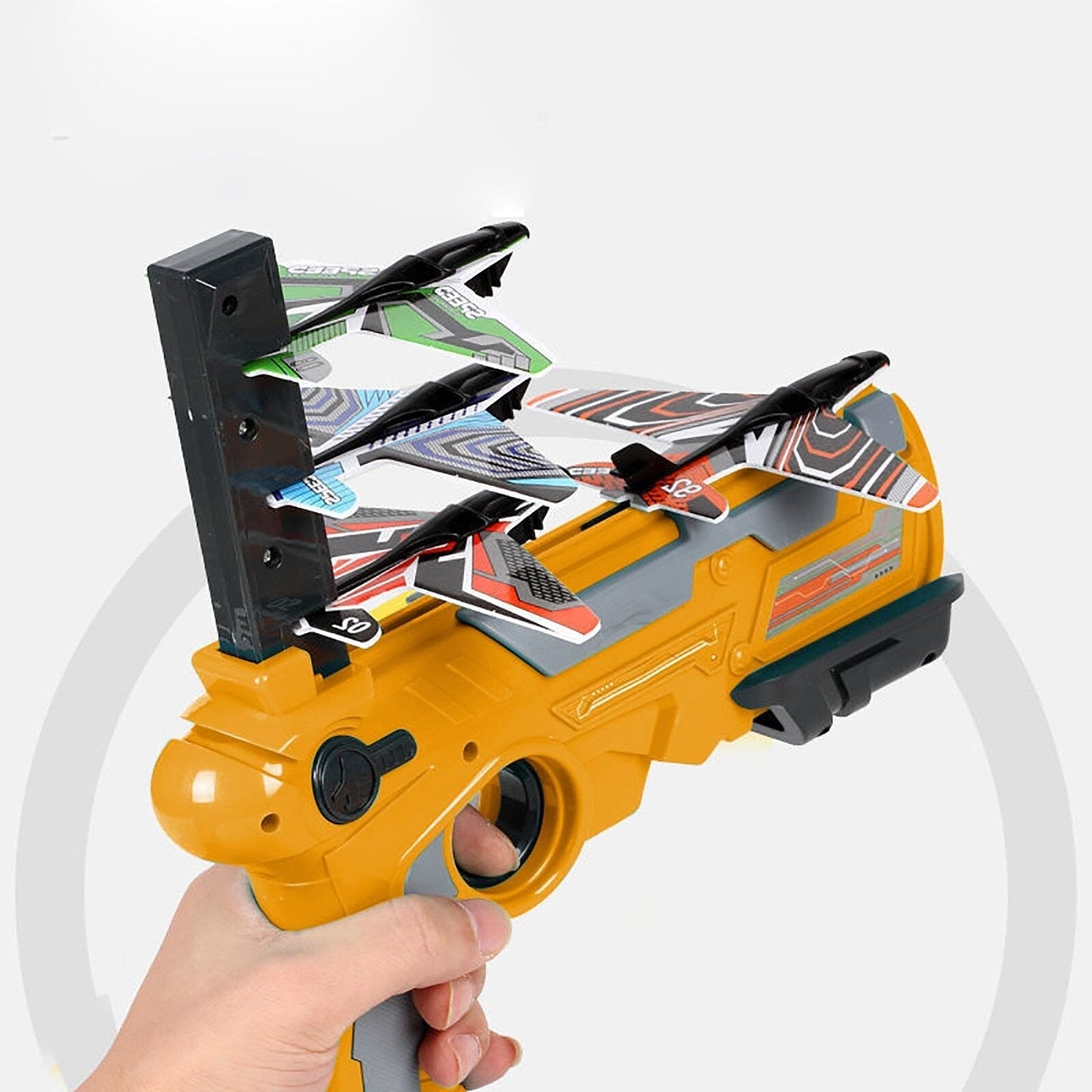 Handheld Aircraft Launcher Toy with Multiple Gliders