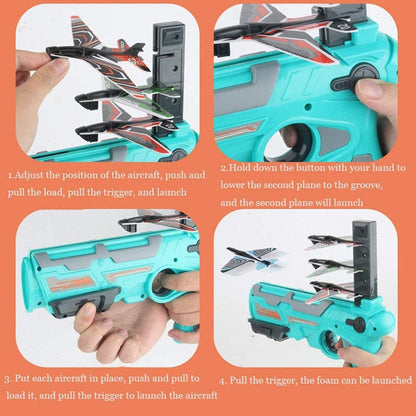 Handheld Aircraft Launcher Toy with Multiple Gliders