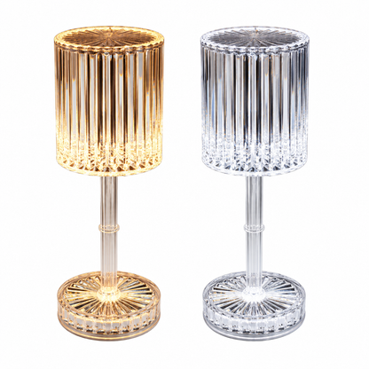 Touch-Controlled Table Lamp with Faceted Shade