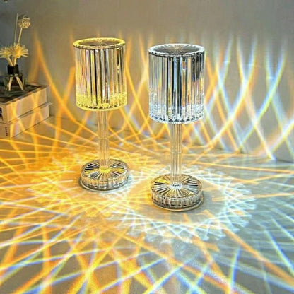 Touch-Controlled Table Lamp with Faceted Shade