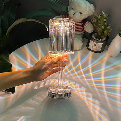 Touch-Controlled Table Lamp with Faceted Shade