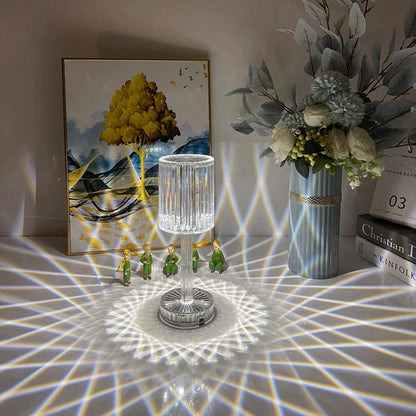 Touch-Controlled Table Lamp with Faceted Shade