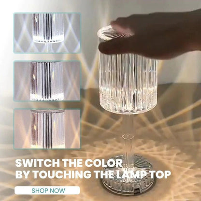 Touch-Controlled Table Lamp with Faceted Shade
