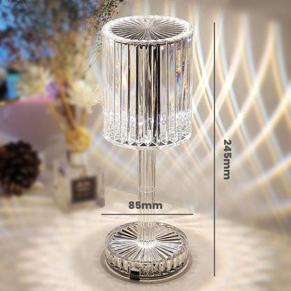Touch-Controlled Table Lamp with Faceted Shade