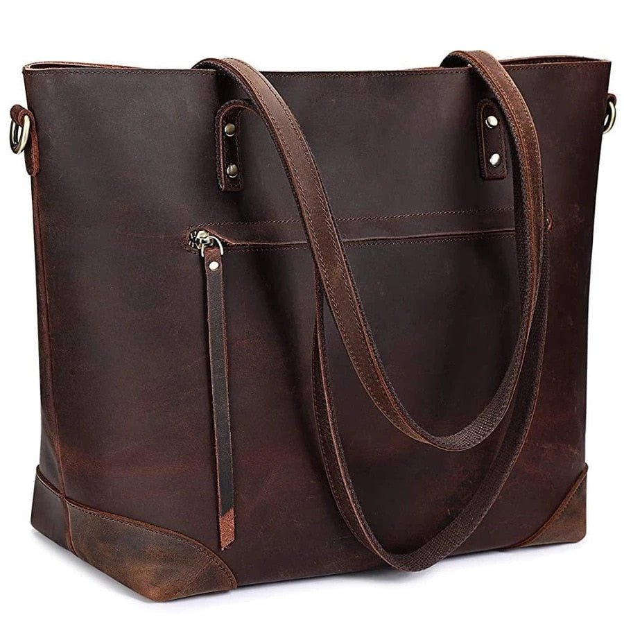 Two Strap Faux Leather Tote Bag