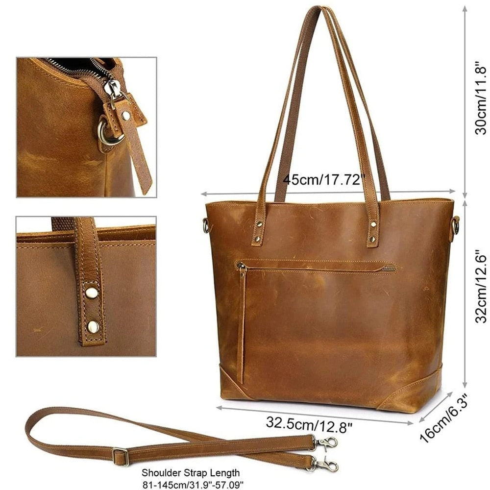 Two Strap Faux Leather Tote Bag