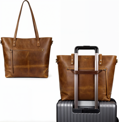 Two Strap Faux Leather Tote Bag