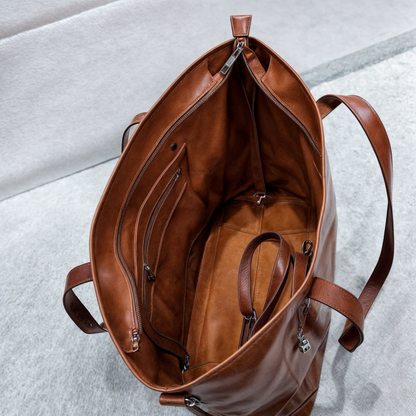 Two Strap Faux Leather Tote Bag
