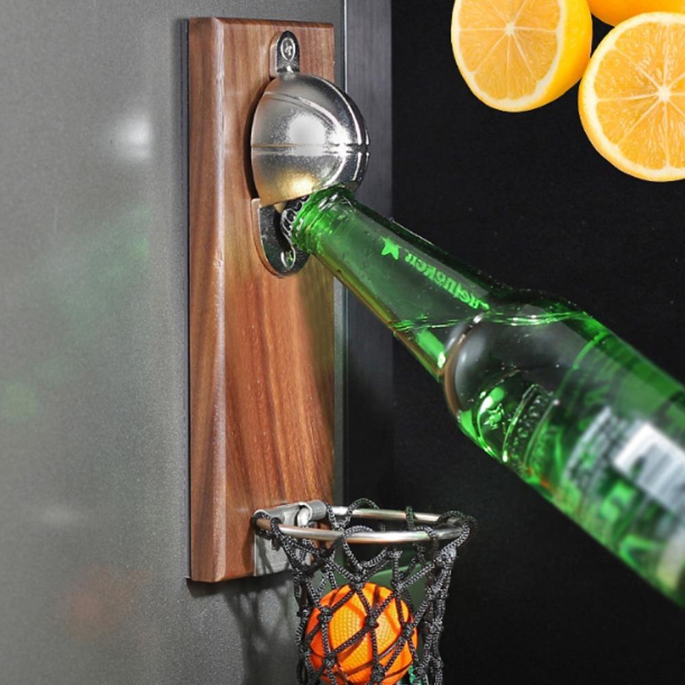 Wall-Mounted Bottle Opener with Catch Basket