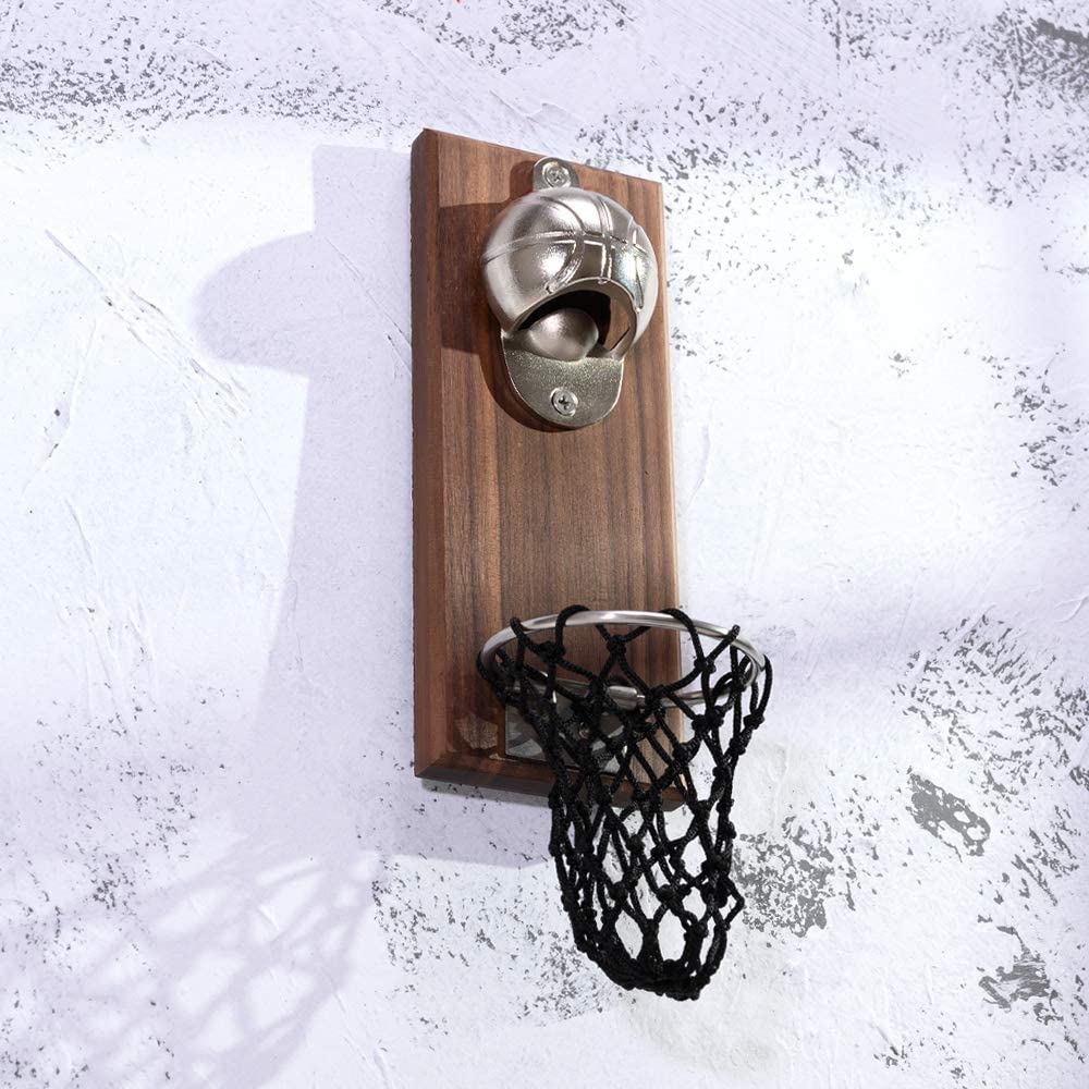 Wall-Mounted Bottle Opener with Catch Basket