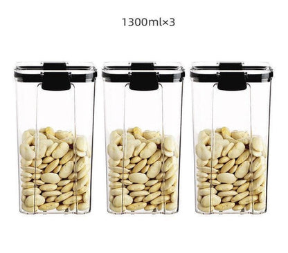 Airtight Food Storage Jar with Locking Lid Clear PET Set of 3