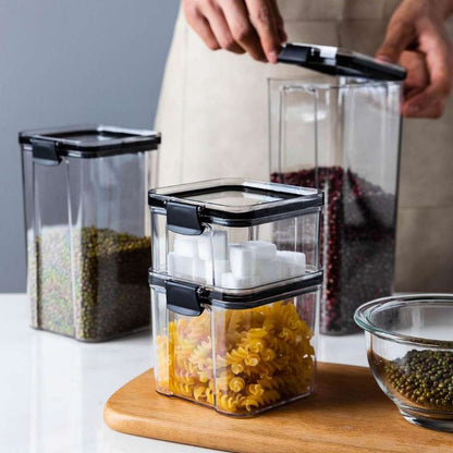 Airtight Food Storage Jar with Locking Lid Clear PET Set of 3
