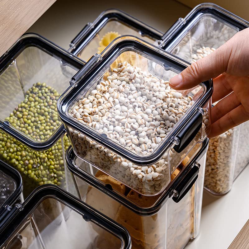 Airtight Food Storage Jar with Locking Lid Clear PET Set of 3