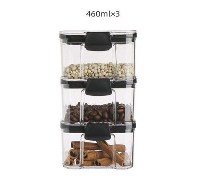 Airtight Food Storage Jar with Locking Lid Clear PET Set of 3