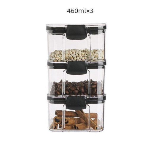 Airtight Food Storage Jar with Locking Lid Clear PET Set of 3