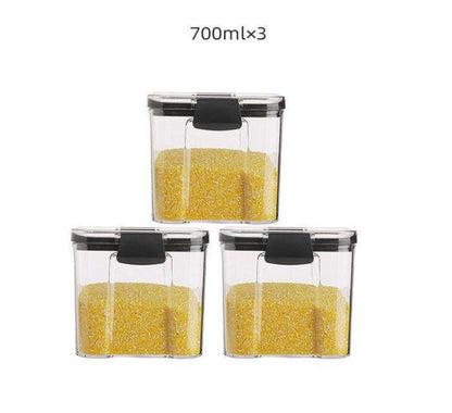 Airtight Food Storage Jar with Locking Lid Clear PET Set of 3