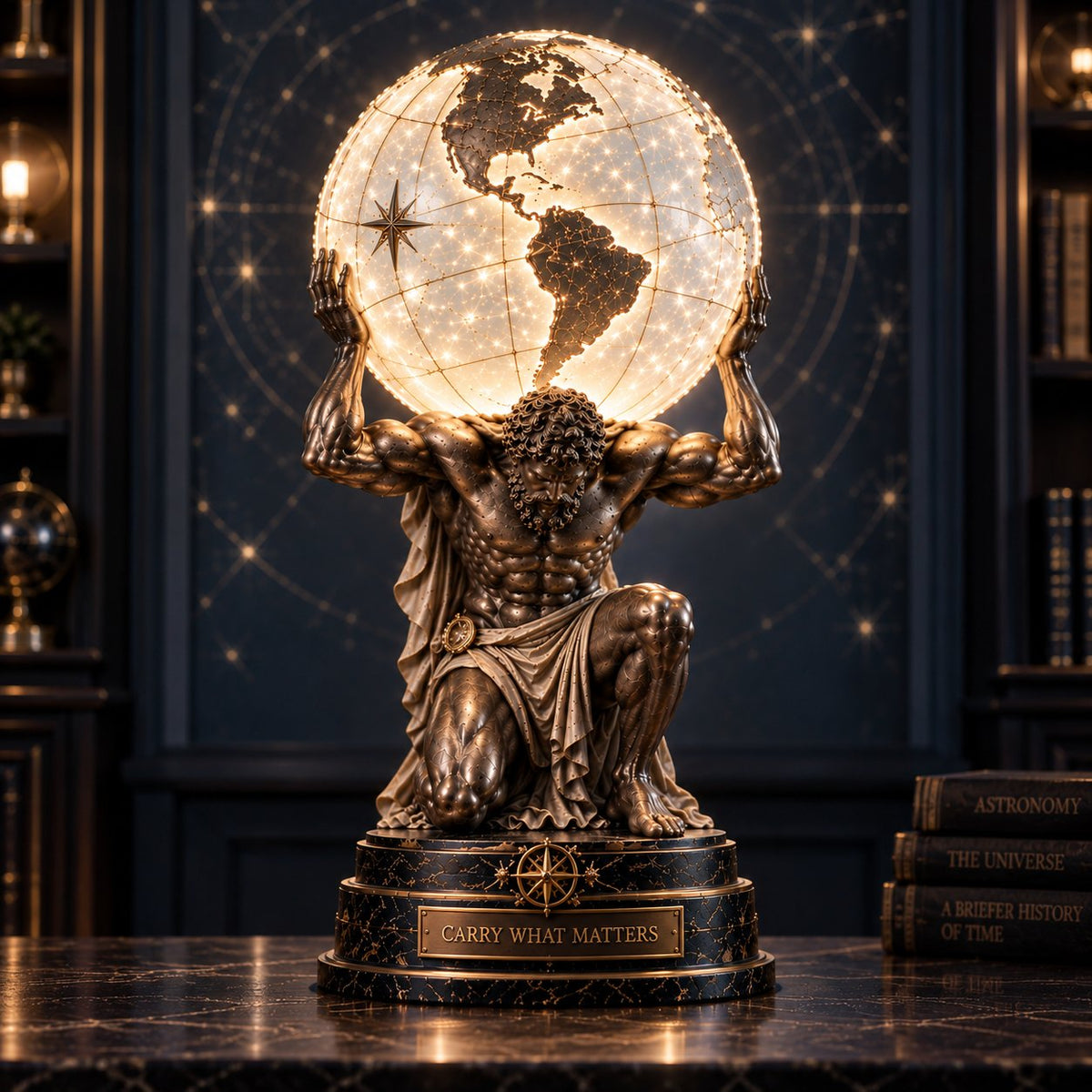 Atlas Globe Sculpture Table Lamp 12 Inch Set of 2