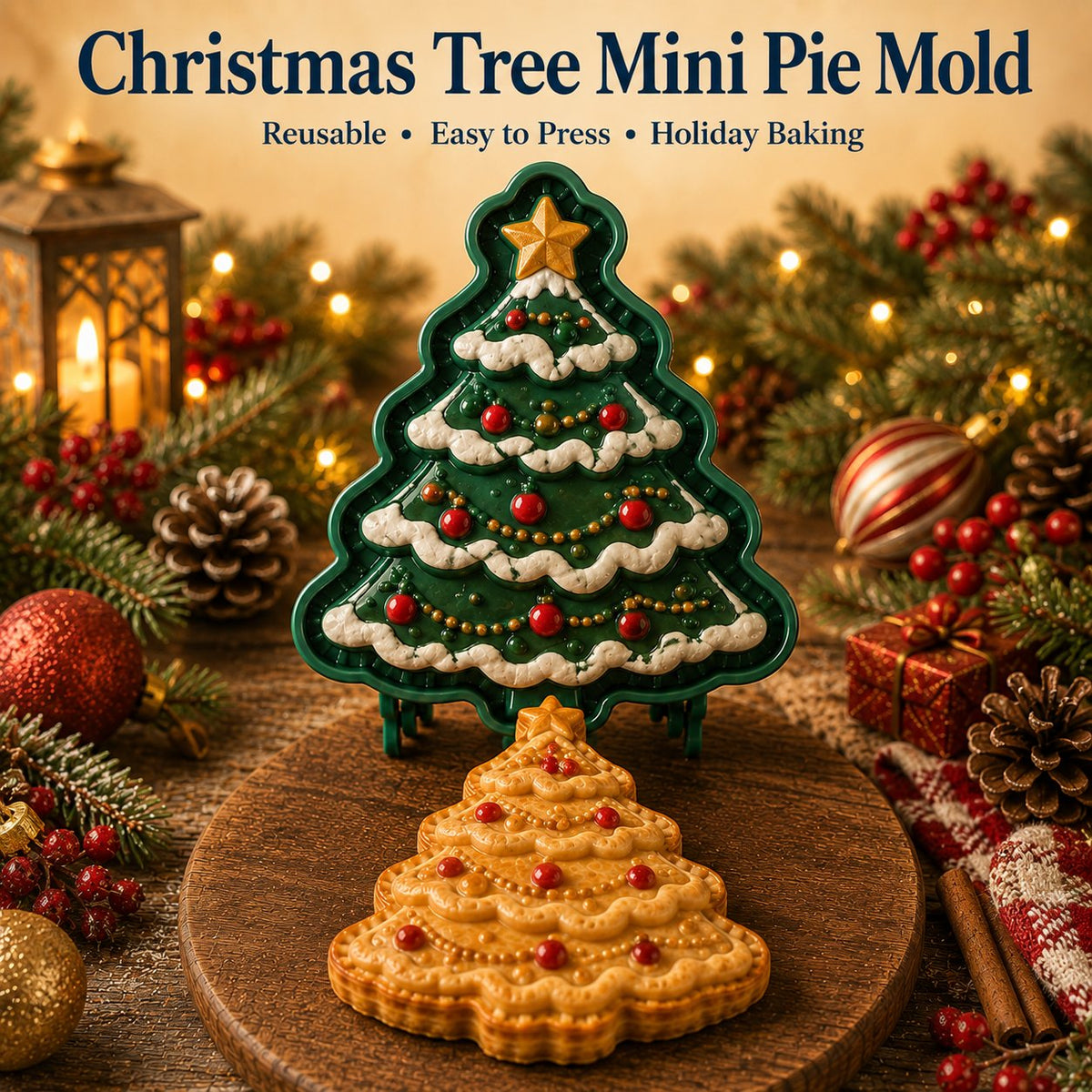 Christmas Mini Pie Mold 4.72 x 4.72 Inch Holiday Designs