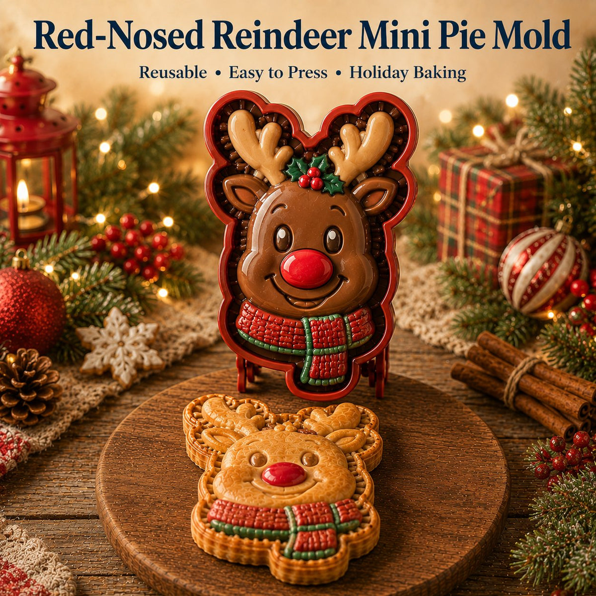 Christmas Mini Pie Mold 4.72 x 4.72 Inch Holiday Designs