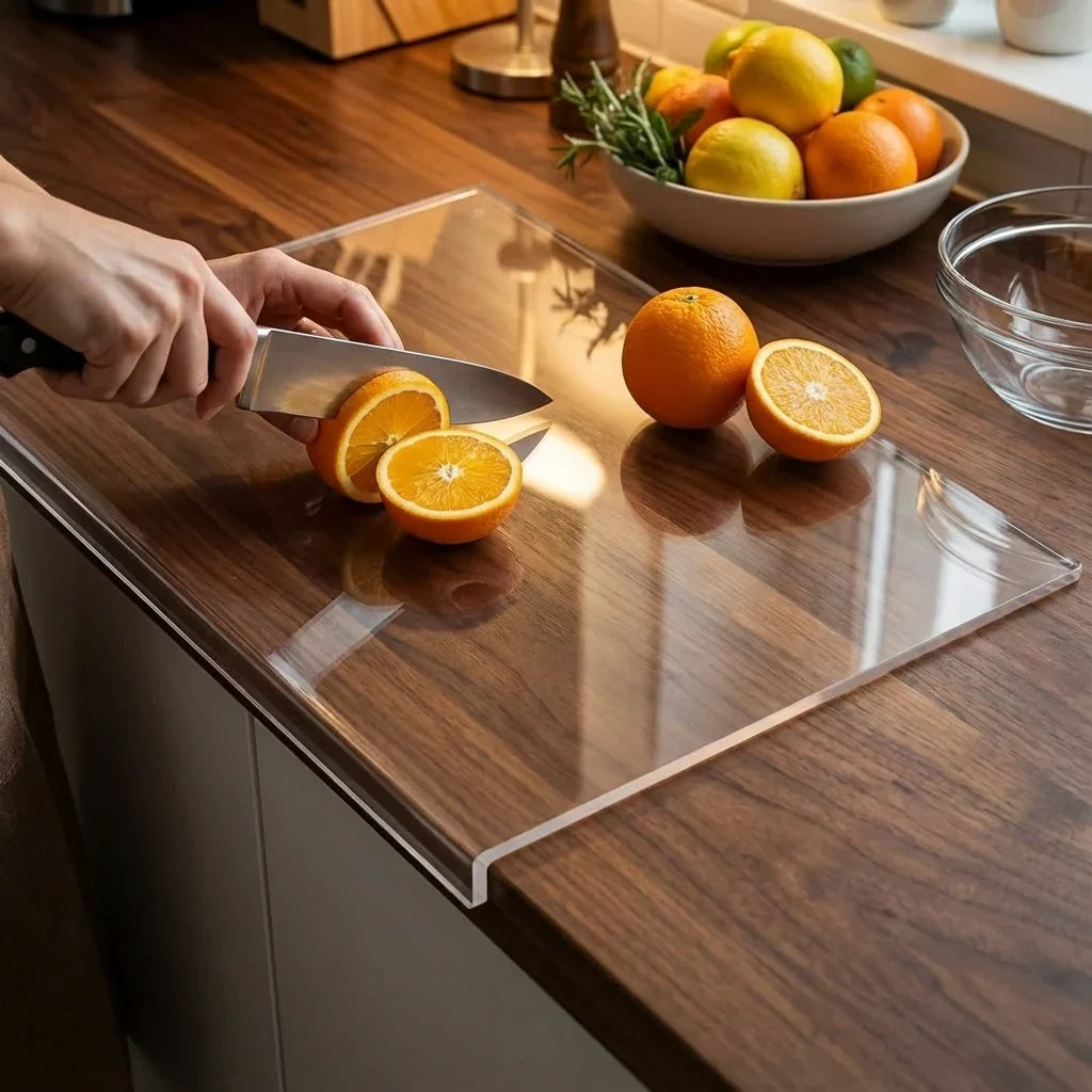 Clear Acrylic Cutting Board with Counter Lip 16 x 12 Inches