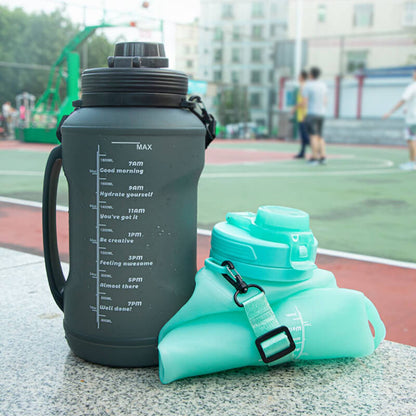 Collapsible Silicone Water Bottle 2000 ml with Strap Set of 3