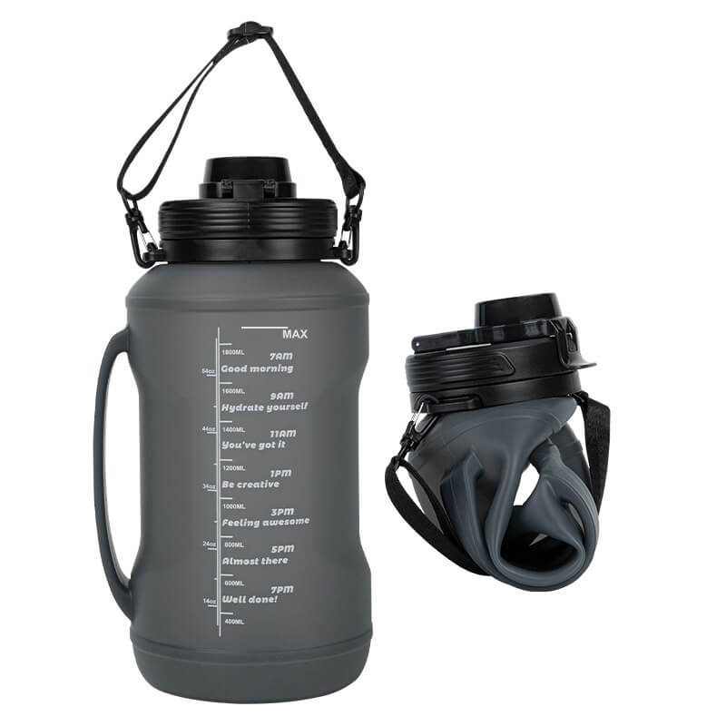 Collapsible Silicone Water Bottle 2000 ml with Strap Set of 3