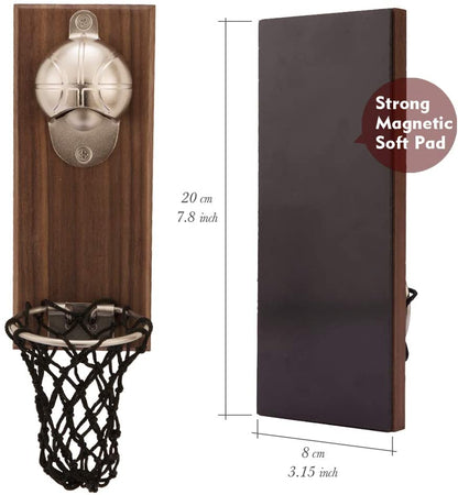 Wall-Mounted Bottle Opener with Catch Basket