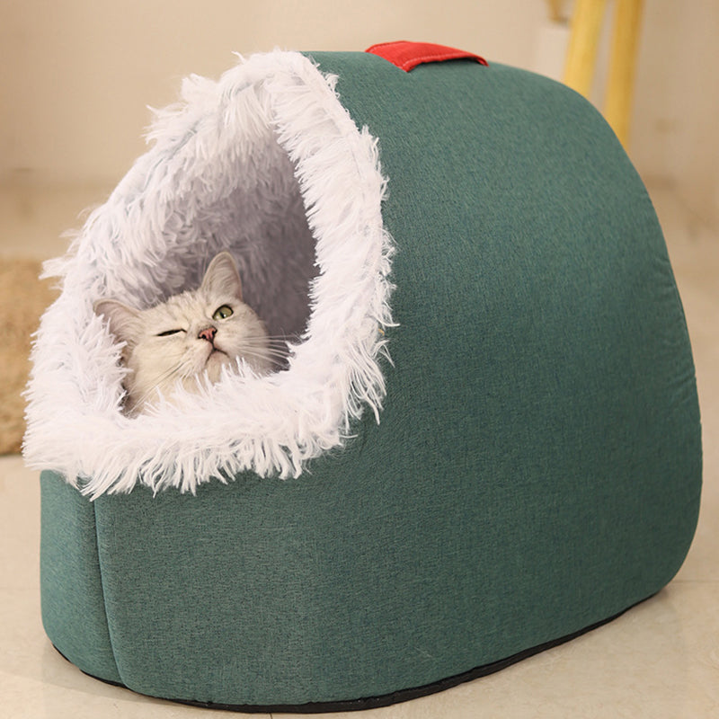Covered Cave Pet Bed with Faux Fur Trim Set of 3