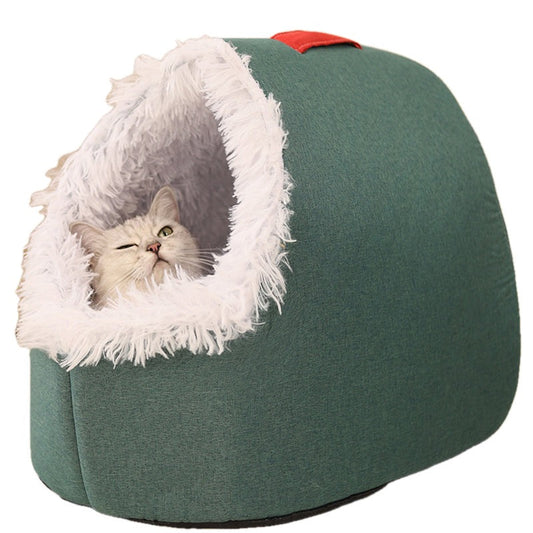Covered Cave Pet Bed with Faux Fur Trim Set of 3
