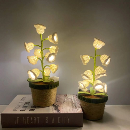 Crochet Lily Lamp Battery Powered 9.4 inch Set of 3