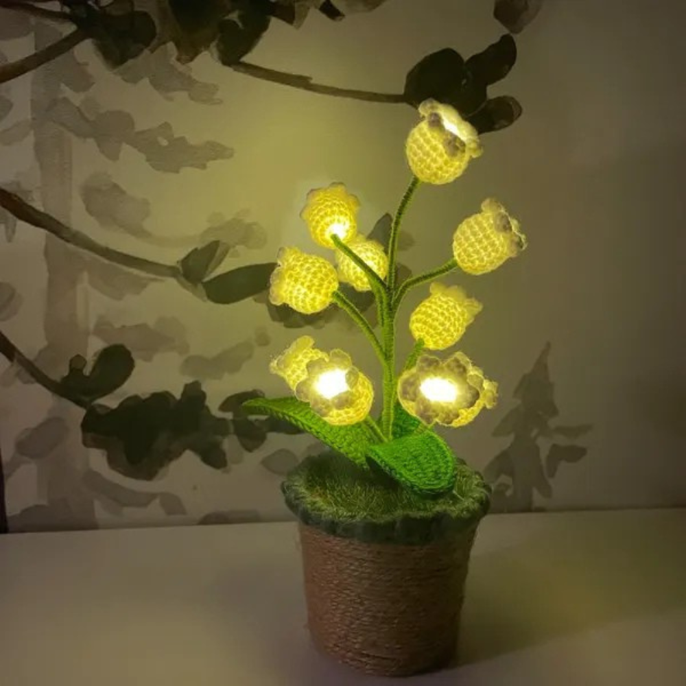 Crochet Lily Lamp Battery Powered 9.4 inch Set of 3