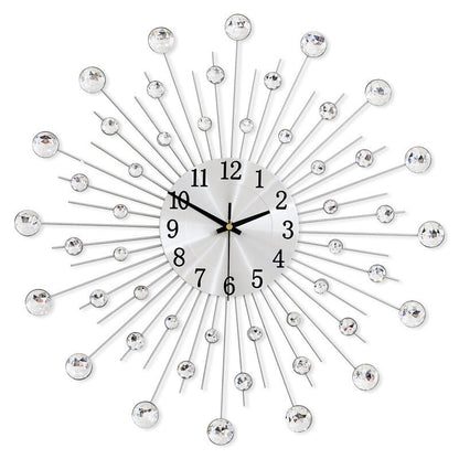Crystal Sunburst Wall Clock Silver 13 inch