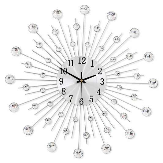 Crystal Sunburst Wall Clock Silver 13 inch