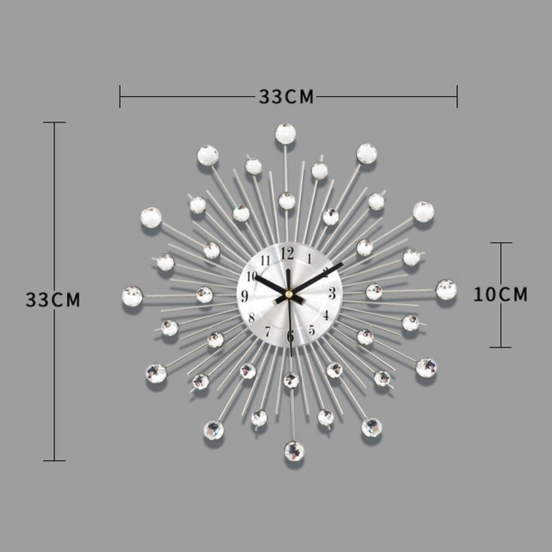 Crystal Sunburst Wall Clock Silver 13 inch
