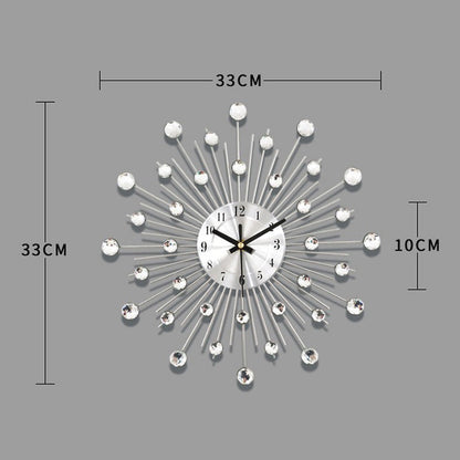 Crystal Sunburst Wall Clock Silver 13 inch
