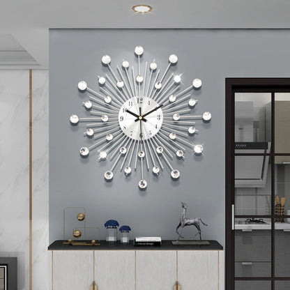 Crystal Sunburst Wall Clock Silver 13 inch
