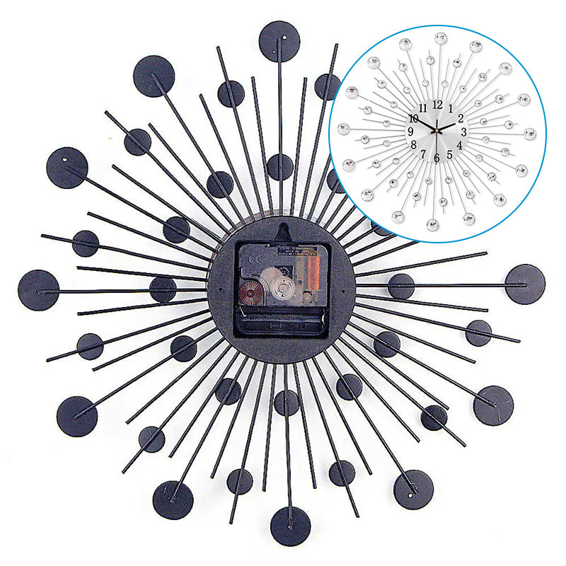 Crystal Sunburst Wall Clock Silver 13 inch