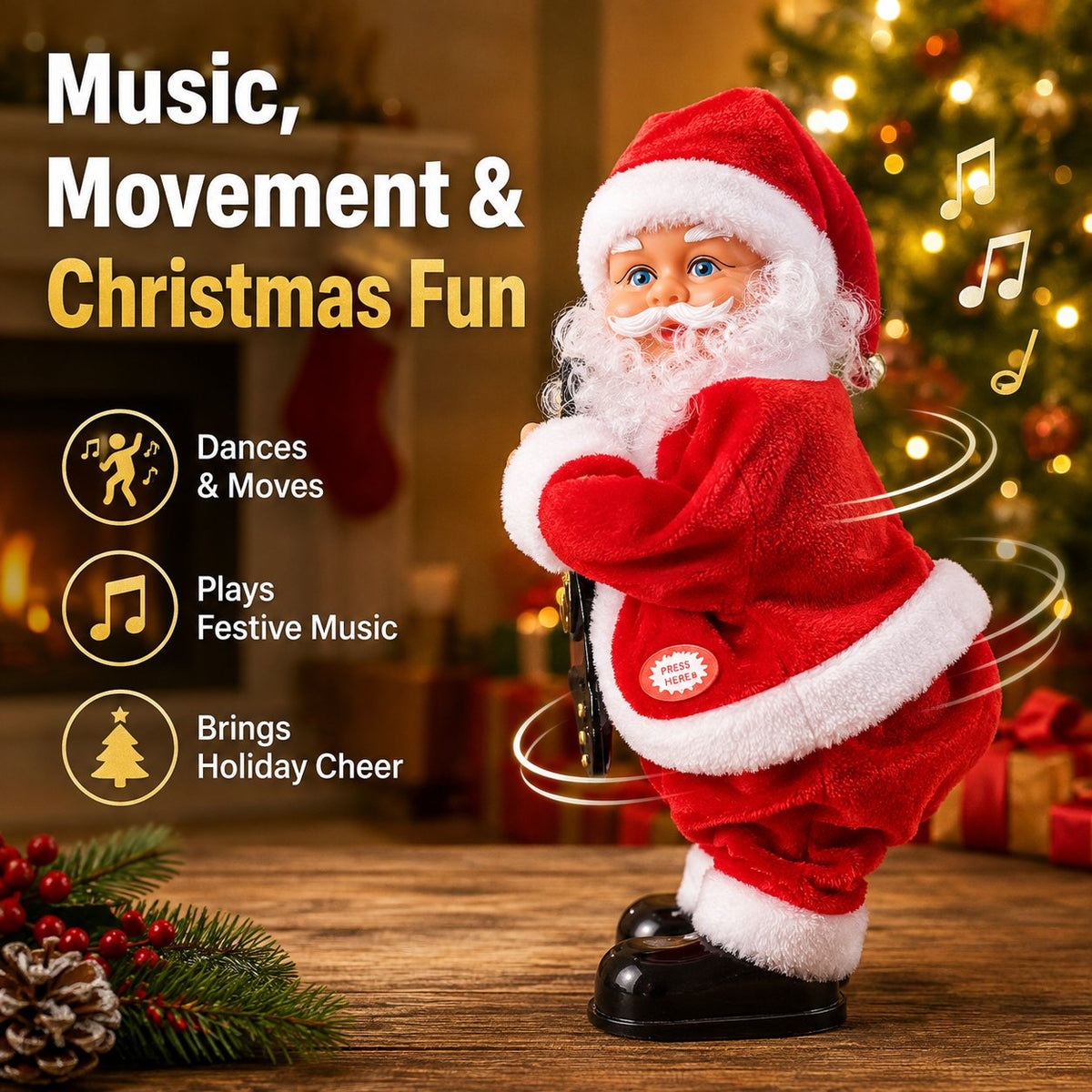Dancing Santa Claus Figure with Music