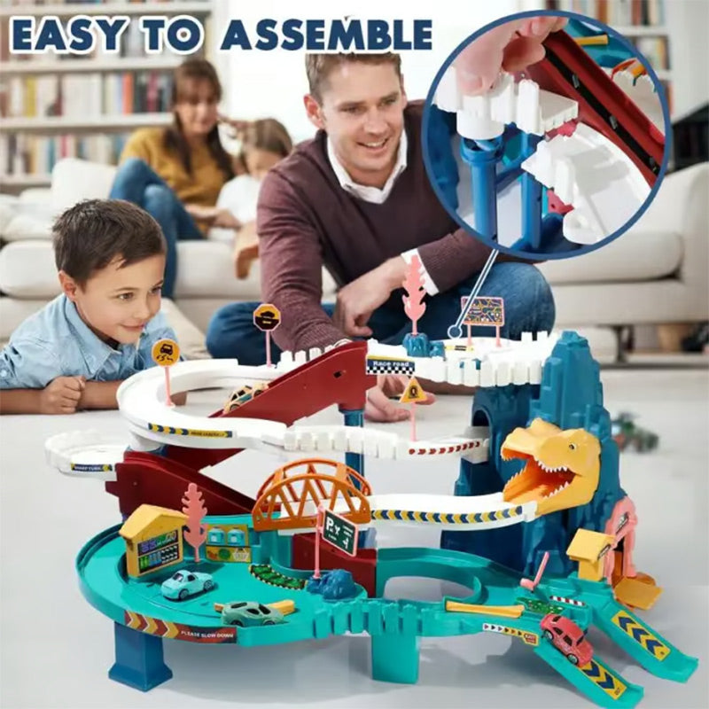 Dinosaur Ramp Race Track Toy with 4 Cars Set of 2