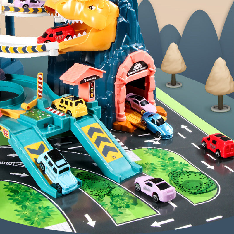 Dinosaur Ramp Race Track Toy with 4 Cars Set of 2
