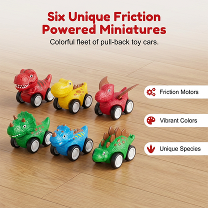 Dinosaur Transport Truck Toy with 6 Pull Back Cars Set of 3